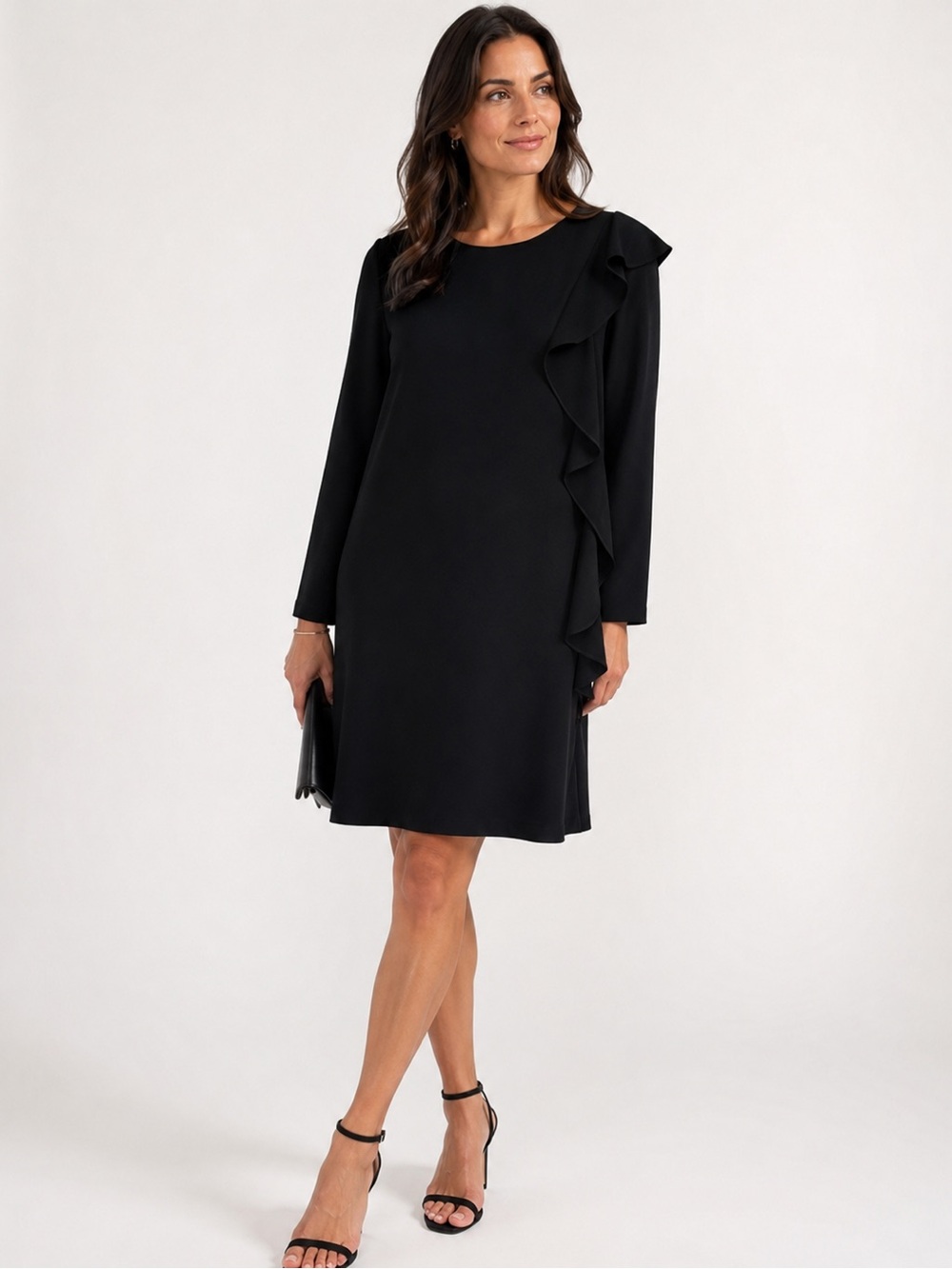 Moschino Black Long Sleeve Dress with Ruffle